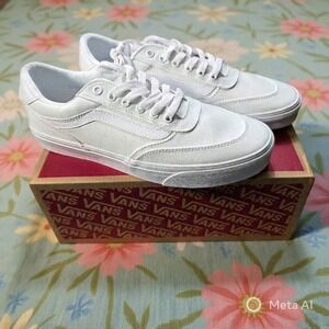 Vans Brooklyn Ls Canvas White Skate Shoes Womens Size 11 WM VN000D7UWWW NIB‎